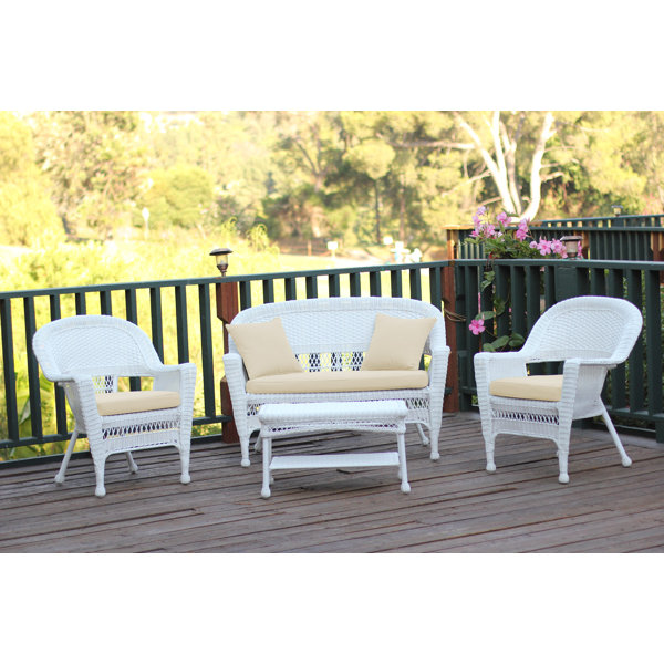 White wicker patio online furniture set